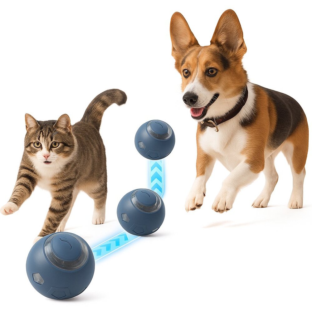 Generic Interactive Pet Ball Toy with LED Lights, Small Grey or Purple